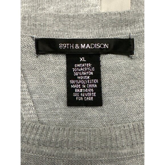 89th and Madison XL Gray Knit Chiffon Back Twist Pullover Lightweight Layer - Picture 8 of 11